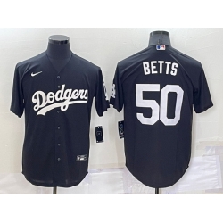 Men Los Angeles Dodgers 50 Mookie Betts Black Cool Base Stitched Jerseyy