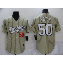 Men Los Angeles Dodgers 50 Mookie Betts Cream Cool Base Stitched jersey