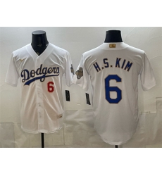 Men Los Angeles Dodgers  6 H S Kim White 2026 Gold Collection Stadium Stitched Baseball Jersey