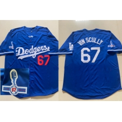 Men Los Angeles Dodgers 67 Vin Scully Blue Throwback 1950 2016 Jersey