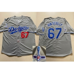 Men Los Angeles Dodgers 67 Vin Scully Gray Throwback 1950 2016 Jersey