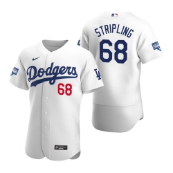 Men Los Angeles Dodgers 68 Ross Stripling White 2020 World Series Champions Flex Base Jersey