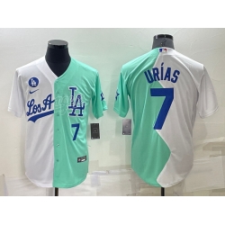 Men Los Angeles Dodgers 7 Julio Ur EDas 2022 All Star White Green Cool Base Stitched Baseball Jerseys