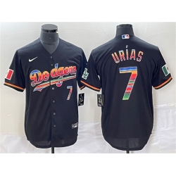 Men Los Angeles Dodgers 7 Julio Ur EDas Black Mexico Cool Base Stitched Jersey