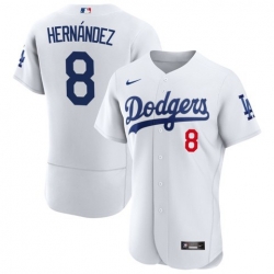 Men Los Angeles Dodgers 8 Enrique Hern E1ndez White Flex Base Stitched Baseball Jersey