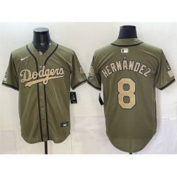 Men Los Angeles Dodgers  8 Enrique Hernandez Olive 2026 Armed Forces Day Stitched Baseball Jersey