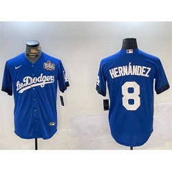 Men Los Angeles Dodgers 8 Enrique Hernandez Royal 2024 World Series City Connect Cool Base Stitched Baseball Jersey