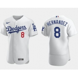 Men Los Angeles Dodgers 8 Enrique Hernandez White Flex Base Stitched Jersey