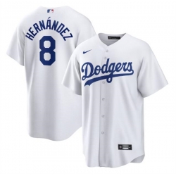 Men Los Angeles Dodgers 8 Kike Hernandez White Cool Base Stitched Jersey