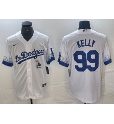 Men Los Angeles Dodgers 99 Joe Kelly White City Connect Cool Base Stitched Baseball Jersey 6