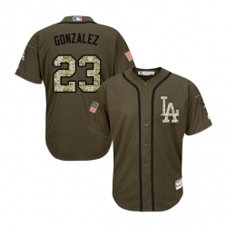 Men Los Angeles Dodgers Adrian Gonzalez Official Green Authentic Majestic Salute to Service MLB Jersey