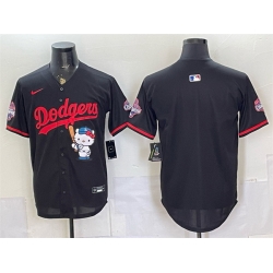 Men Los Angeles Dodgers Blank Black Hello Kitty Night 2025 World Series Champions Patch Stitched Baseball Jersey
