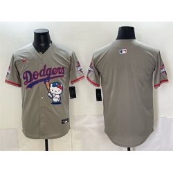 Men Los Angeles Dodgers Blank Grey Hello Kitty Night 2025 World Series Champions Patch Stitched Baseball Jersey