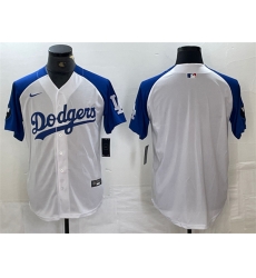 Men Los Angeles Dodgers Blank White Blue Vin Patch Cool Base Stitched Baseball Jersey