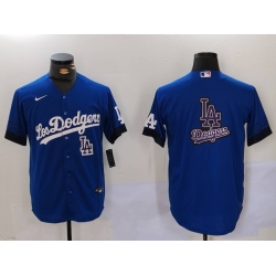 Men Los Angeles Dodgers Blue Team Big Logo City Connect Cool Base Stitched Baseball Jersey 5