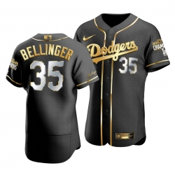 Men Los Angeles Dodgers Cody Bellinger 35 2020 World Series Champions Golden Limited Authentic Jersey Black