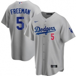 Men Los Angeles Dodgers Freddie Freeman #5 Gray Flex Base 2024 Home Stitched Jersey II