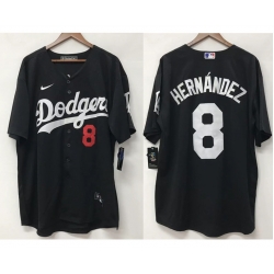 Men Los Angeles Dodgers Kike Enrique Hernandez  #8 Black FLex Base Stitched Baseball Jersey