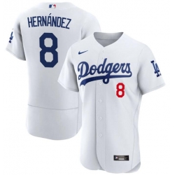 Men Los Angeles Dodgers Kike Hernandez #8 White Stitched Flex Base MLB Jersey