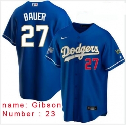 Men Los Angeles Dodgers Kirk Gibson 23 Championship Gold Trim Blue Limited All Stitched Flex Base Jersey