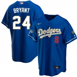 Men Los Angeles Dodgers Kobe Bryant Championship Gold Trim Blue Limited All Stitched Flex Base Jersey