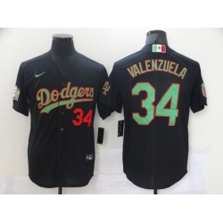 Men Los Angeles Dodgers Mexican Fernando Valenzuela 34 World Series Black MLB Jersey