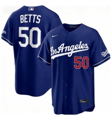 Men Los Angeles Dodgers Mookie Betts 50 Blue 2026 Gold Collection Stadium Stitched Baseball Jersey