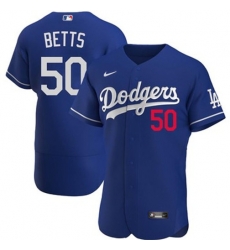 Men Los Angeles Dodgers Mookie Betts #50 Blue Flex Base 2024 Home Stitched Jersey