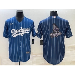 Men Los Angeles Dodgers Navy Team Big Logo Cool Base Stitched Baseball Jersey