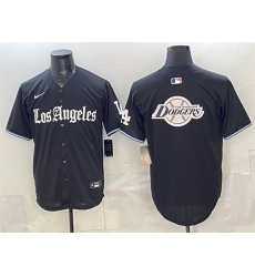Men Los Angeles Dodgers Team Big Logo Black  Gothic Edition  Vapor Premier Limited Stitched Baseball Jersey 002