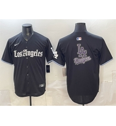 Men Los Angeles Dodgers Team Big Logo Black  Gothic Edition  Vapor Premier Limited Stitched Baseball Jersey s