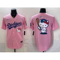 Men Los Angeles Dodgers Team Big Logo Pink 2025 Hello Kitty Vapor Limited Stitched Baseball Jersey