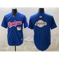 Men Los Angeles Dodgers Team Big Logo Royal Hello Kitty Night Stitched Baseball Jersey 001