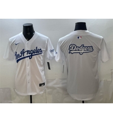 Men Los Angeles Dodgers Team Big Logo White Alternate Stadium Stitched Baseball Jersey 001