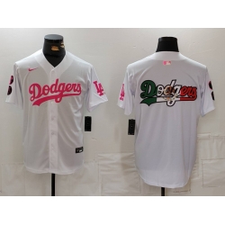 Men Los Angeles Dodgers Team Big Logo White Pink Vin  26 Kobe Patch Stitched Baseball Jerseys