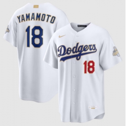 Men Los Angeles Dodgers Yoshinobu Yamamoto Nike White 2026 Gold Collection Stadium Jersey