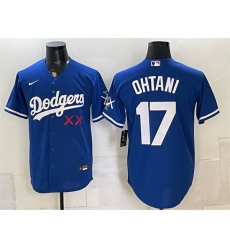 Men Los Angeles Dodgers x KAWS  17 Shohei Ohtani Royal Vapor Premier Limited Stitched Baseball Jersey