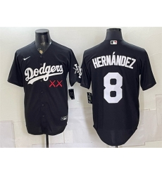 Men Los Angeles Dodgers x KAWS  8 Enrique Hernandez Black Vapor Premier Limited Stitched Baseball Jersey
