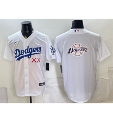 Men Los Angeles Dodgers x KAWS Team Big Logo White Vapor Premier Limited Stitched Baseball Jersey