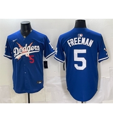 Men Los Angeles Dodgers x One Piece  5 Freddie Freeman Royal Vapor Premier Limited Stitched Baseball Jersey