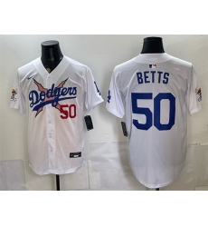 Men Los Angeles Dodgers x One Piece  50 Mookie Betts White Vapor Premier Limited Stitched Baseball Jersey