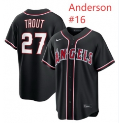 Men Los Angeles Garret Angels Anderson #16 Black Out Fashion Stitched Jersey