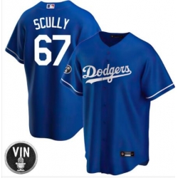 Men Nike Los Angeles Dodgers 67 Vin Scully Blue Cool Base Stitched MLB Jersey