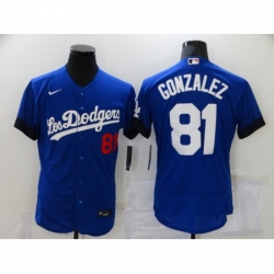 Men's Los Angeles Dodgers #81 Victor Gonzalez Blue Elite City Player Jersey