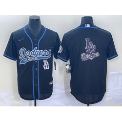 Men's Los Angeles Dodgers Black Team Big Logo With Patch Cool Base Stitched Baseball Jerseys