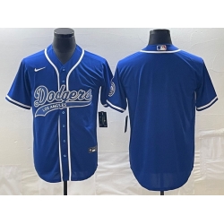 Men's Los Angeles Dodgers Blue Blank With Patch Cool Base Stitched Baseball Jersey