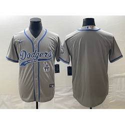 Men's Los Angeles Dodgers Grey Blank With Patch Cool Base Stitched Baseball Jersey