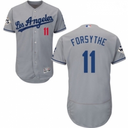 Mens Majestic Los Angeles Dodgers 11 Logan Forsythe Authentic Grey Road 2017 World Series Bound Flex Base Jersey