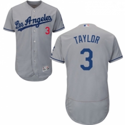 Mens Majestic Los Angeles Dodgers 3 Chris Taylor Grey Flexbase Authentic Collection MLB Jersey