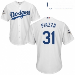 Mens Majestic Los Angeles Dodgers 31 Mike Piazza Replica White Home 2017 World Series Bound Cool Base MLB Jersey